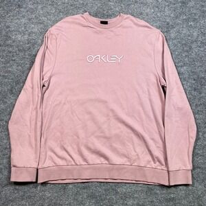 Oakley Mens XL Regular Fit Crewneck Sweatshirt Pink Embroidered Logo Long Sleeve